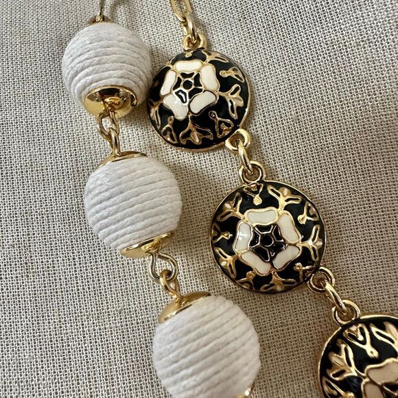 Talbots Double Strand Necklace with Enamel Medallions & Wrapped Beads - Picture 2 of 8